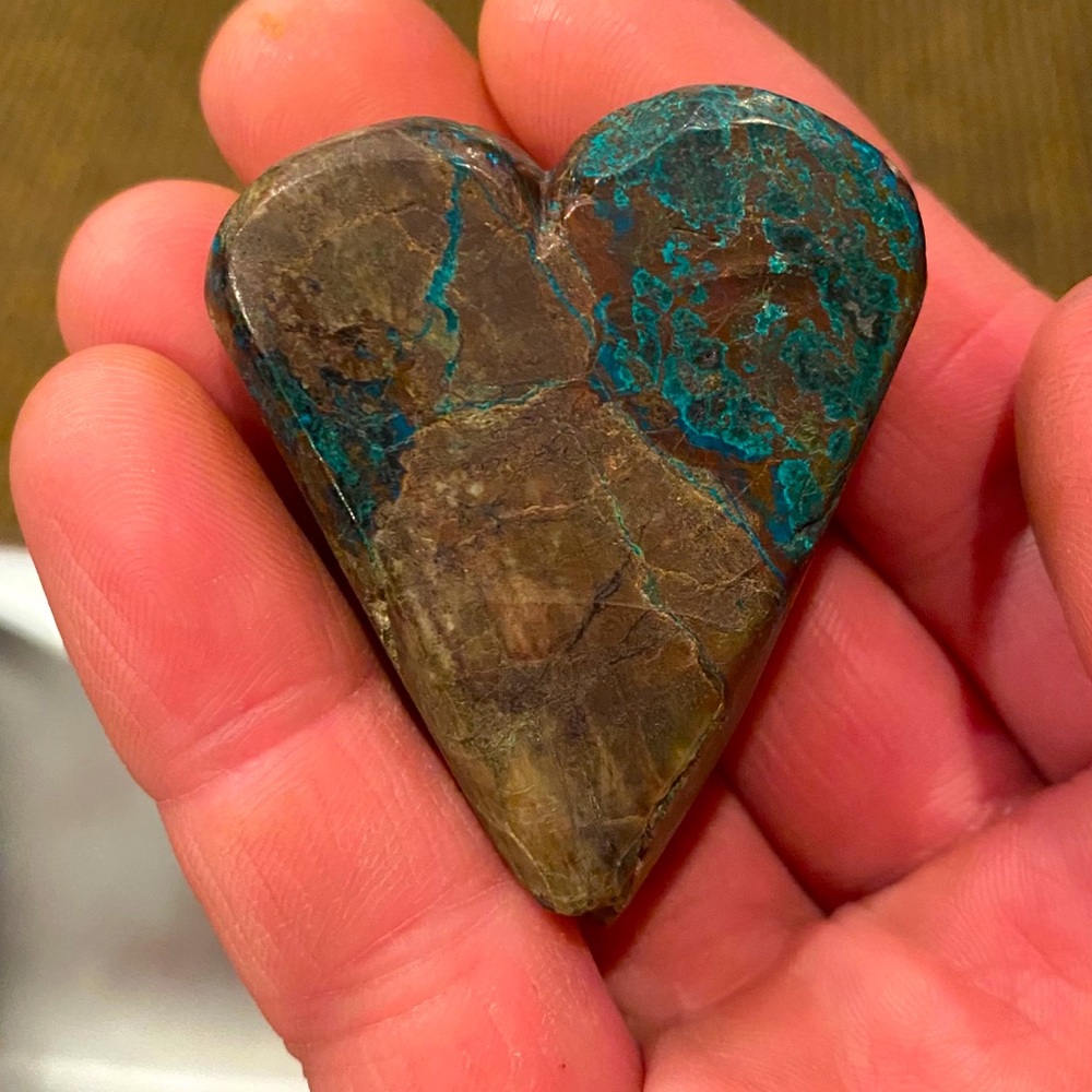 Chryscolla heart for sale. All natural.